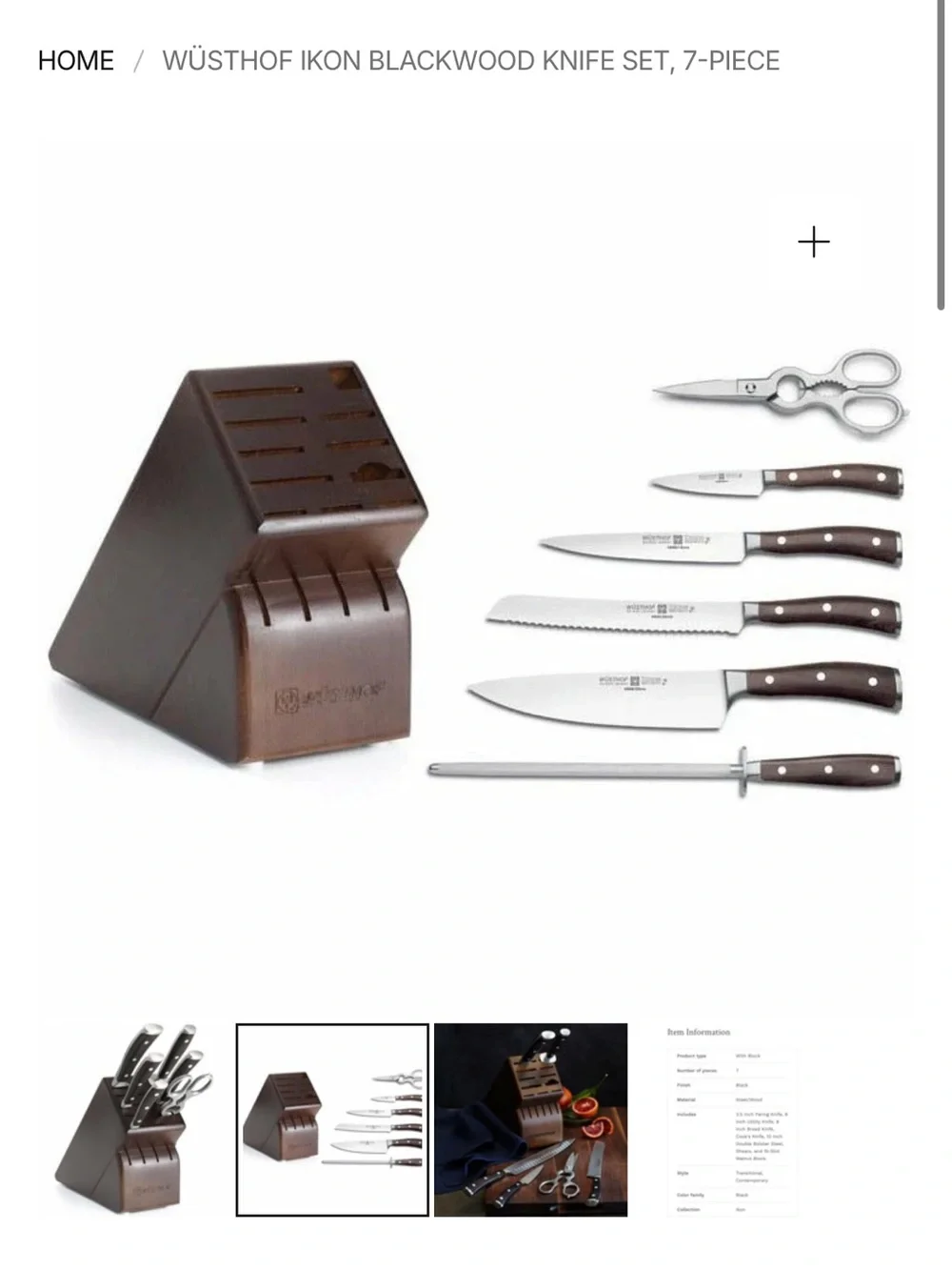 Wüsthof Ikon Knife Block Set – Black Handles, Brown Block